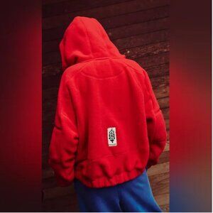 Free People NWT Wild and Free Hooded Pullover Red Jacket size S